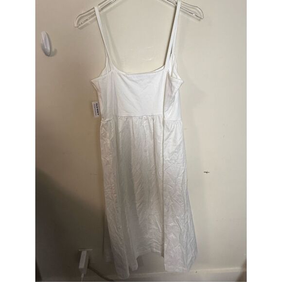 Old Navy Fit & Flare Combination Midi Cami Dress White Calla Lilies XL NWT Beach - Picture 3 of 4
